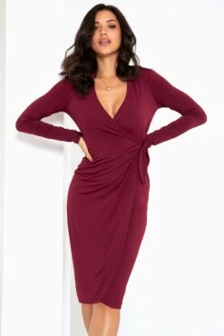 Pour Moi Bryony Slinky Jersey Midi Dress - Berry -PMoi Clothing Shop 295109 20221007161500