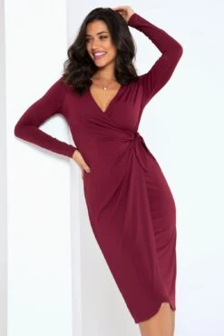 Pour Moi Bryony Slinky Jersey Midi Dress - Berry -PMoi Clothing Shop 295114 20221007161500