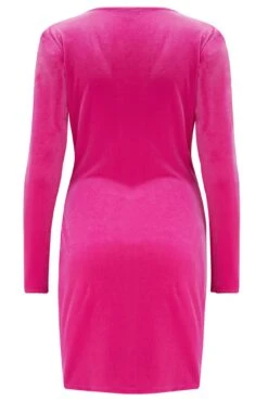 Pour Moi Suki Stretch Velvet Wrap Bodycon Dress - Hot Pink -PMoi Clothing Shop 295532 20221109152000