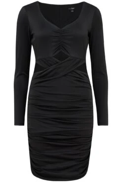 Pour Moi Nina Shine Jersey Cut Out Mini Bodycon Dress - Black -PMoi Clothing Shop 295545 20221214165500