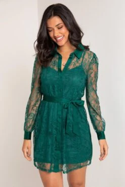 Pour Moi Clara Long Sleeve Lace Shirt Dress - Forest 15 Pour Moi Clara Long Sleeve Lace Shirt Dress - Forest -PMoi Clothing Shop 297597 20221028133000