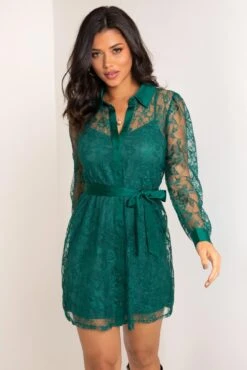 Pour Moi Clara Long Sleeve Lace Shirt Dress - Forest 14 Pour Moi Clara Long Sleeve Lace Shirt Dress - Forest -PMoi Clothing Shop 297599 20221028133000
