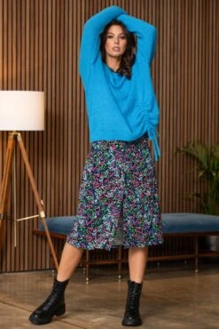 Pour Moi Bailey Slinky Jersey Midi Shirt Dress - Black Ditsy -PMoi Clothing Shop 297907 20230222164600