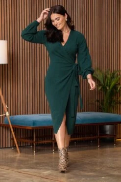 Pour Moi Elle Knit Midi Wrap Dress - Forest -PMoi Clothing Shop 297915 20221005133300