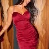 Pour Moi Elena Stretch Satin Bodycon Mini Dress - Deep Red -PMoi Clothing Shop 299012 20221025105000