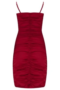 Pour Moi Elena Stretch Satin Bodycon Mini Dress - Deep Red -PMoi Clothing Shop 299014 20221025105000