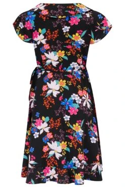 Pour Moi LENZING™ ECOVERO™ Viscose Frill Wrap Beach Dress - Black Tropical -PMoi Clothing Shop 299566 20221028103500