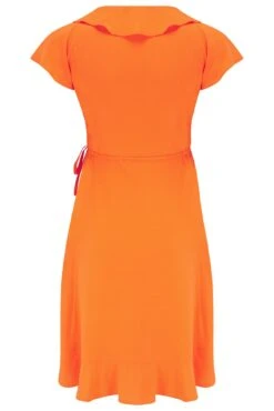 Pour Moi LENZING™ ECOVERO™ Viscose Frill Wrap Beach Dress - Orange -PMoi Clothing Shop 299586 20221028125300