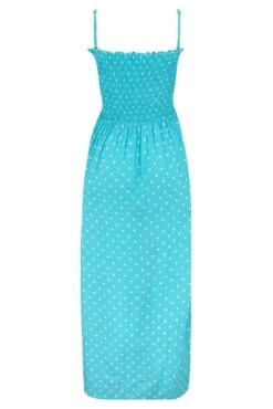 Pour Moi Strapless Shirred Bandeau Maxi Beach Dress - Aqua Spot -PMoi Clothing Shop 299597 20221028130000