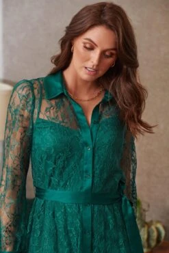 Pour Moi Clara Long Sleeve Lace Shirt Dress - Forest 12 Pour Moi Clara Long Sleeve Lace Shirt Dress - Forest -PMoi Clothing Shop 299609 20221028133000