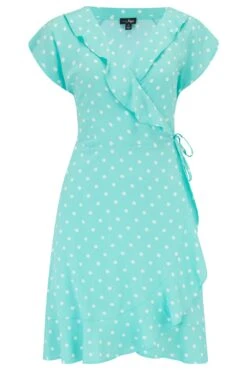 Pour Moi LENZING™ ECOVERO™ Viscose Frill Wrap Beach Dress - Mint Spot -PMoi Clothing Shop 302139 20221208101200