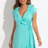 Pour Moi LENZING™ ECOVERO™ Viscose Frill Wrap Beach Dress - Mint Spot -PMoi Clothing Shop 302140 20221208101200