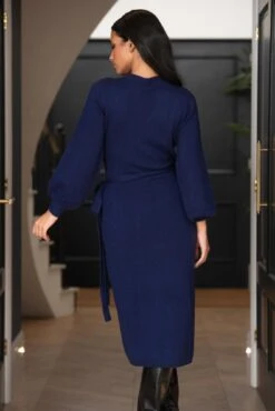 Pour Moi Elle Knit Midi Wrap Dress - Navy -PMoi Clothing Shop 302481 20221212100900