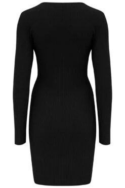 Pour Moi Layla Rib Knit V-Neck Bodycon Mini Dress With LENZING™ ECOVERO™ Viscose - Black -PMoi Clothing Shop 302516 20230209165200