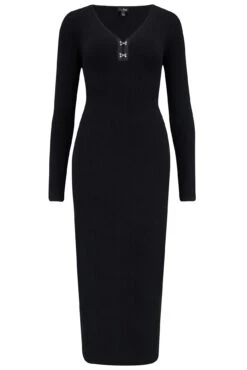 Pour Moi Layla Rib Knit V-Neck Bodycon Midi Dress With LENZING™ ECOVERO™ Viscose - Black 14 Pour Moi Layla Rib Knit V-Neck Bodycon Midi Dress With LENZING™ ECOVERO™ Viscose - Black -PMoi Clothing Shop 302557 20230209164800
