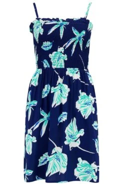 Pour Moi Strapless Shirred Bandeau Short Beach Dress - Navy Tropical 14 Pour Moi Strapless Shirred Bandeau Short Beach Dress - Navy Tropical -PMoi Clothing Shop 303889 20221221145000