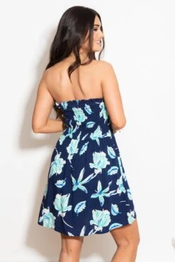 Pour Moi Strapless Shirred Bandeau Short Beach Dress - Navy Tropical 12 Pour Moi Strapless Shirred Bandeau Short Beach Dress - Navy Tropical -PMoi Clothing Shop 303893 20221221145000