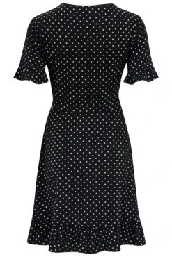 Pour Moi Birdie Frill Detail Slinky Stretch Dress - Black Spot -PMoi Clothing Shop 305627 20230105152000