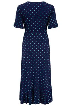 Pour Moi Megan Slinky Jersey Frill Detail Midi Wrap Dress - Navy/Aqua -PMoi Clothing Shop 305694 20230505101200