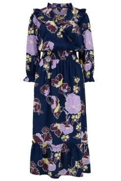 Pour Moi Maggie Woven Frill Midi Dress - Navy Floral -PMoi Clothing Shop 306353 20230505111300