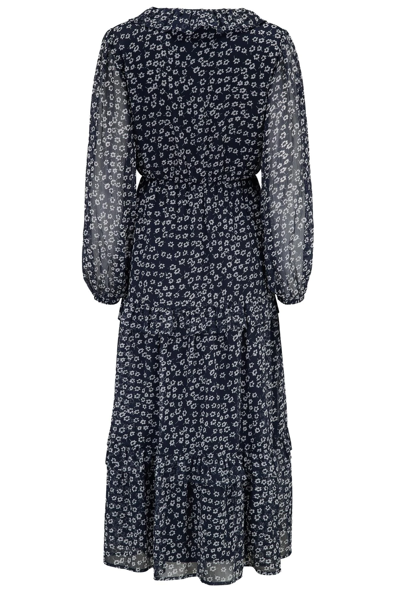 Pour Moi Lily Chiffon Frill Midaxi Dress - Navy Ditsy 10 Pour Moi Lily Chiffon Frill Midaxi Dress - Navy Ditsy - Image 8