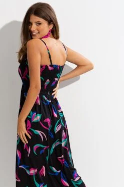 Pour Moi Strapless Shirred Bandeau Maxi Beach Dress - Multi -PMoi Clothing Shop 306437 20230109120100