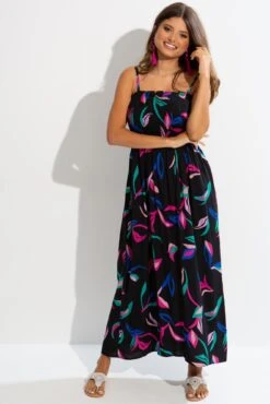 Pour Moi Strapless Shirred Bandeau Maxi Beach Dress - Multi -PMoi Clothing Shop 306438 20230109120100