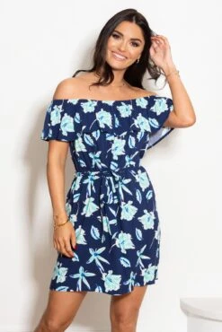 Pour Moi Woven Frill Belted Bardot Beach Dress - Navy Tropical 13 Pour Moi Woven Frill Belted Bardot Beach Dress - Navy Tropical -PMoi Clothing Shop 306838 20230111114000