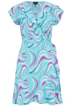 Pour Moi LENZING™ ECOVERO™ Viscose Frill Wrap Beach Dress - Aquaburst -PMoi Clothing Shop 307611 20230224160600