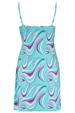 Pour Moi Strappy Tie Front Jersey Mini Beach Dress - Aquaburst -PMoi Clothing Shop 307618 20230118163800