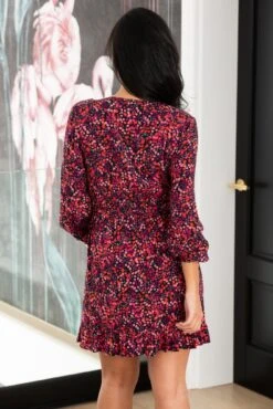 Pour Moi Kelly Woven Viscose Balloon Sleeve Frill Wrap Dress - Red Floral -PMoi Clothing Shop 308158 20230124110300