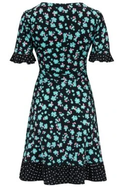 Pour Moi Birdie Frill Detail Slinky Stretch Dress - Black Mix -PMoi Clothing Shop 309544 20230209150000