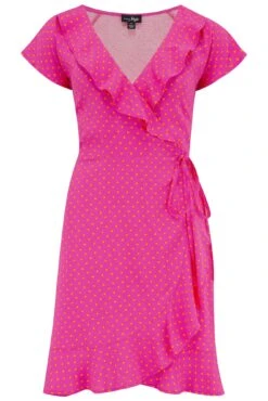 Pour Moi LENZING™ ECOVERO™ Viscose Frill Wrap Beach Dress - Pink/Orange -PMoi Clothing Shop 310103 20230518121500