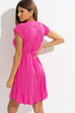 Pour Moi LENZING™ ECOVERO™ Viscose Frill Wrap Beach Dress - Pink/Orange -PMoi Clothing Shop 310105 20230518121500