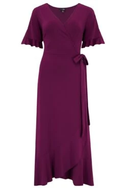 Pour Moi Megan Slinky Jersey Frill Detail Midi Wrap Dress - Grape 12 Pour Moi Megan Slinky Jersey Frill Detail Midi Wrap Dress - Grape -PMoi Clothing Shop 310261 20230731123800