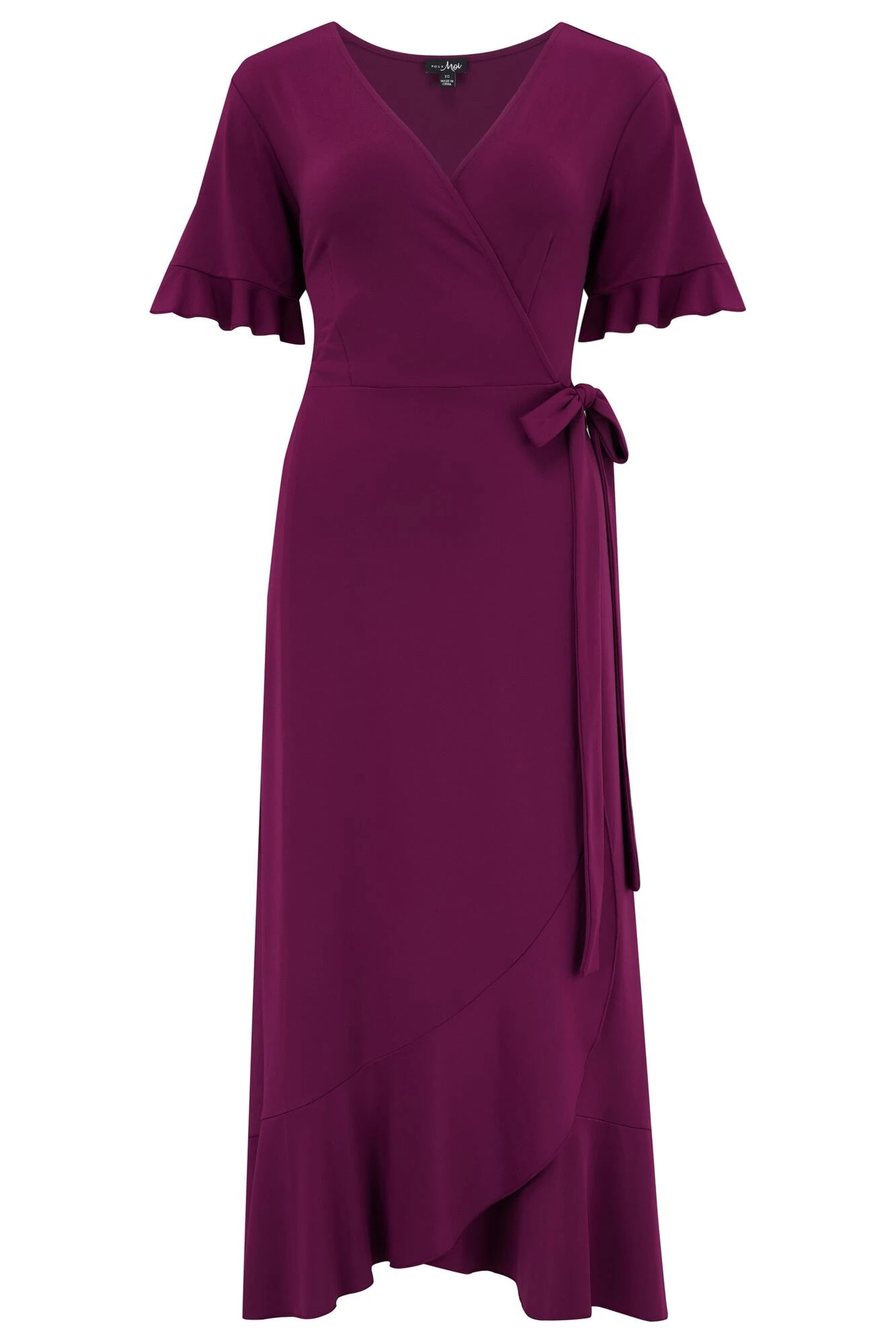 Pour Moi Megan Slinky Jersey Frill Detail Midi Wrap Dress - Grape 7 Pour Moi Megan Slinky Jersey Frill Detail Midi Wrap Dress - Grape - Image 5