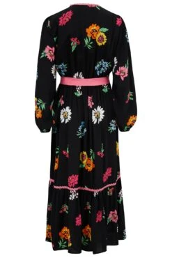 Pour Moi Amara Wrap Front Tiered Woven Midi Dress - Black Floral -PMoi Clothing Shop 311294 20230505114200