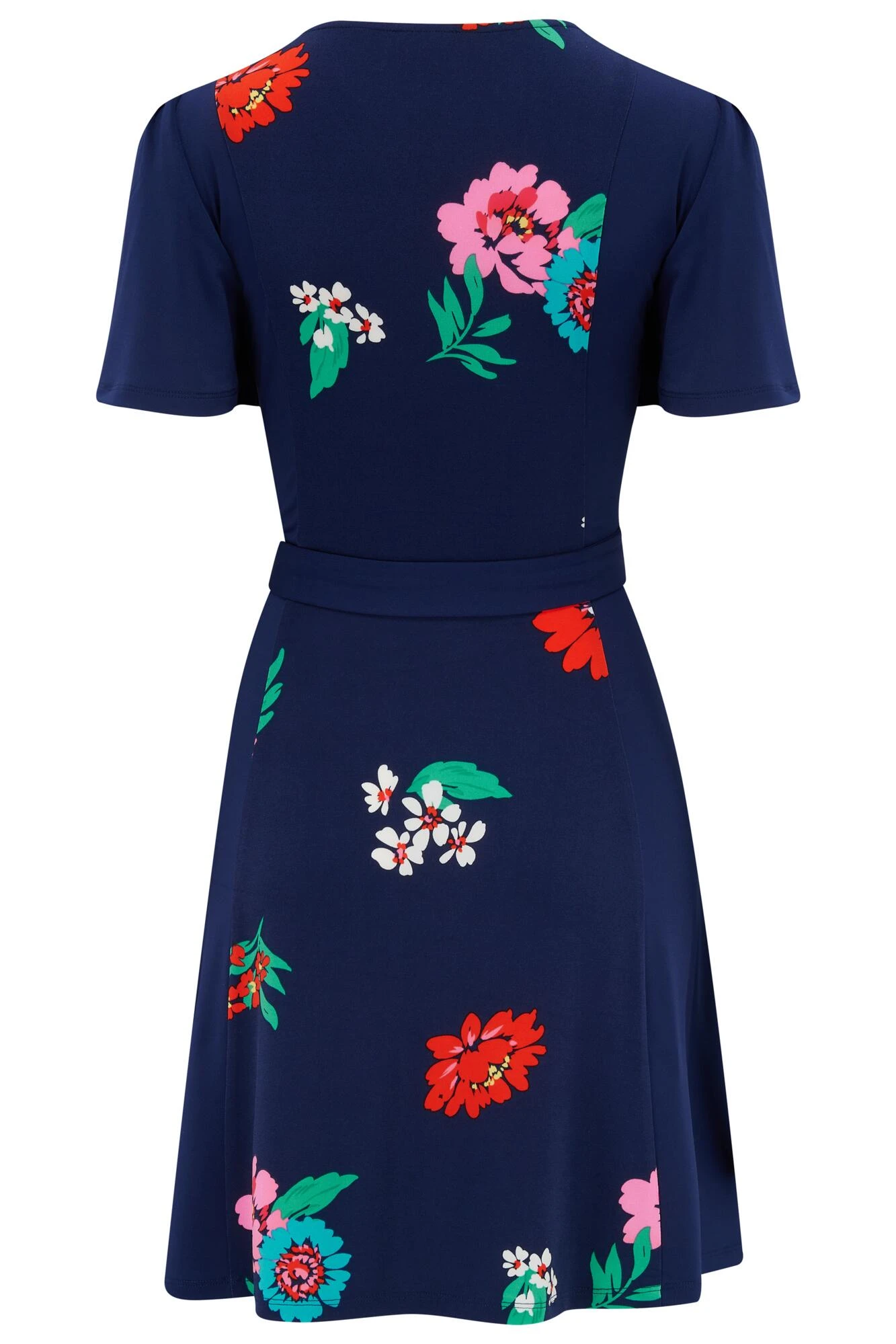 Pour Moi Priya Slinky Jersey Panel Short Sleeve Dress - Navy Floral 7 Pour Moi Priya Slinky Jersey Panel Short Sleeve Dress - Navy Floral - Image 6