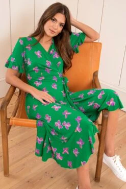 Pour Moi Megan Slinky Jersey Frill Detail Midi Wrap Dress - Green Floral 10 Pour Moi Megan Slinky Jersey Frill Detail Midi Wrap Dress - Green Floral -PMoi Clothing Shop 311366 20230228143200