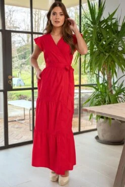 Pour Moi Esme Cotton Poplin Fluted Sleeve Wrap Maxi Dress - Red 11 Pour Moi Esme Cotton Poplin Fluted Sleeve Wrap Maxi Dress - Red -PMoi Clothing Shop 311474 20230412101600