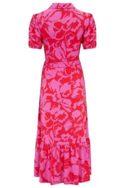 Pour Moi Jodie Slinky Jersey Tiered Midi Shirt Dress - Red/Pink -PMoi Clothing Shop 311858 20230302123300