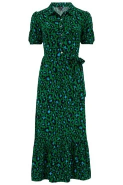 Pour Moi Jodie Slinky Jersey Tiered Midi Shirt Dress - Green Leopard -PMoi Clothing Shop 311871 20230306090400