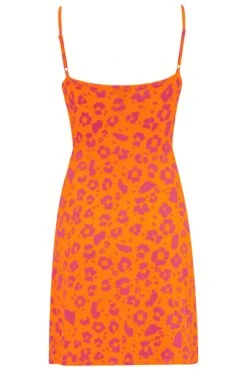 Pour Moi Strappy Tie Front Jersey Mini Beach Dress - Orange/Pink -PMoi Clothing Shop 312270 20230314123100