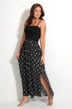 Pour Moi Strapless Shirred Split Maxi Beach Dress - Black/White 11 Pour Moi Strapless Shirred Split Maxi Beach Dress - Black/White -PMoi Clothing Shop 312320 20230519164200