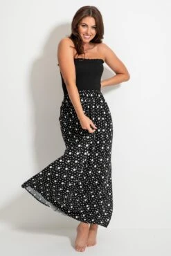 Pour Moi Strapless Shirred Split Maxi Beach Dress - Black/White 12 Pour Moi Strapless Shirred Split Maxi Beach Dress - Black/White -PMoi Clothing Shop 312322 20230519164200