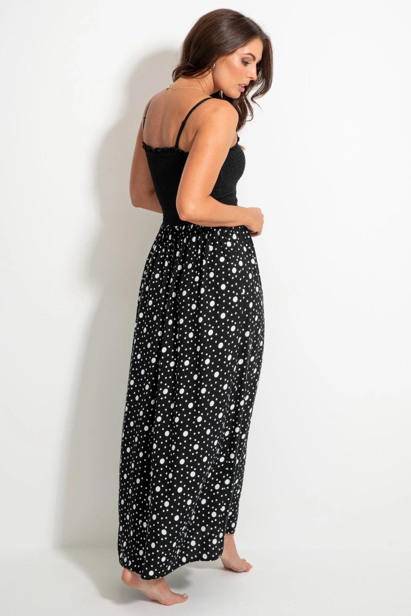 Pour Moi Strapless Shirred Split Maxi Beach Dress - Black/White 7 Pour Moi Strapless Shirred Split Maxi Beach Dress - Black/White - Image 5