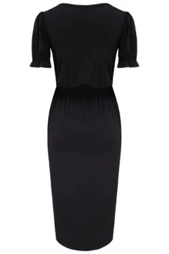 Pour Moi Jenny Puff Sleeve Stretch Midi Dress - Black -PMoi Clothing Shop 312395 20230314160600