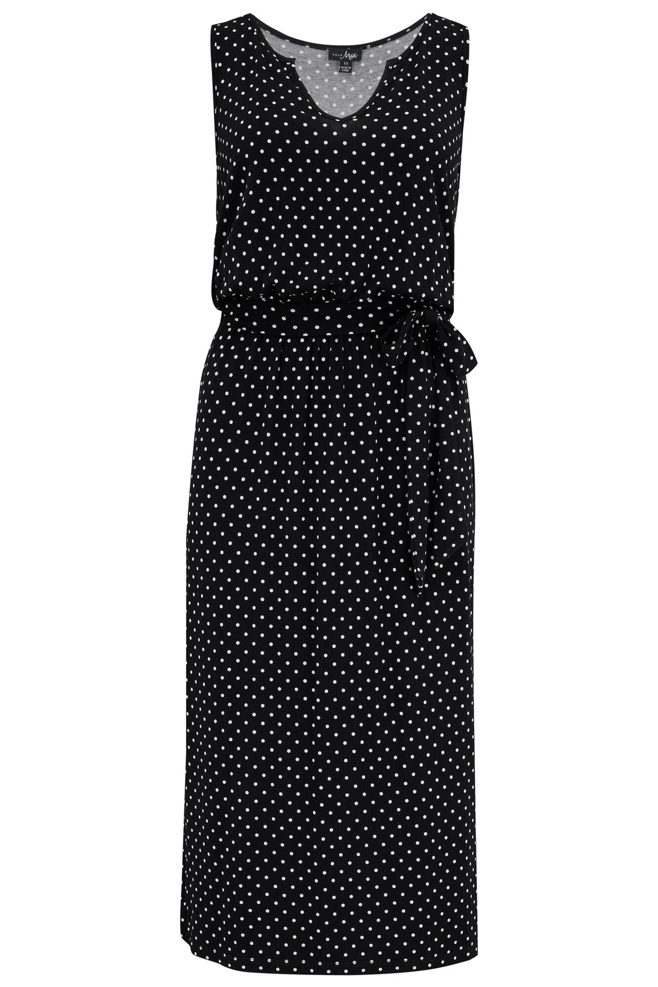 Pour Moi Jessie Fuller Bust Notch Neck Stretch Midi Dress - Black/White Spot 6 Pour Moi Jessie Fuller Bust Notch Neck Stretch Midi Dress - Black/White Spot - Image 5