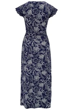 Pour Moi Julie Slinky Jersey Lace Trim Midi Dress - Navy/White -PMoi Clothing Shop 312543 20230316154700