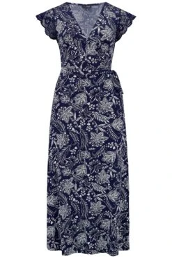 Pour Moi Julie Slinky Jersey Lace Trim Midi Dress - Navy/White -PMoi Clothing Shop 312544 20230316154700